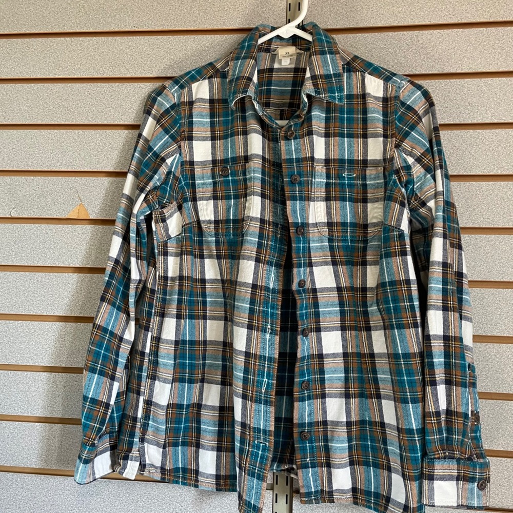 Duluth Trading Co Plaid Flannel Shirt XS Women 100% Cotton Long Sleeve Button Up